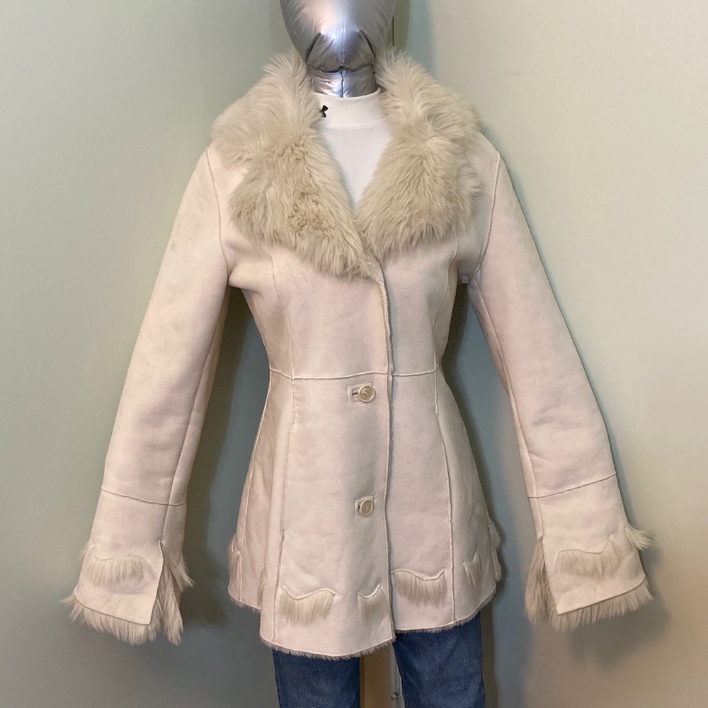 Novelti Cream Faux Fur Trim Coat - Picture 6 of 16